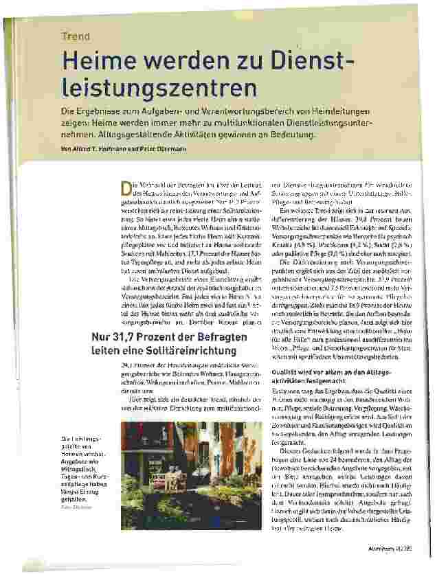 Vorschauseite 1: Heime werden zu Dienstleistungszentren
