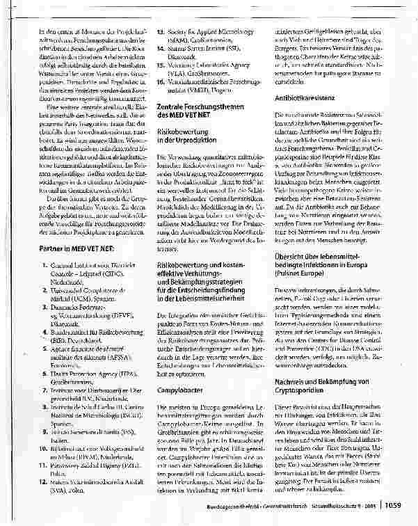 Vorschauseite 2: DVET NET-Das europäische Forschungsnetz zur Verhütung und Bekämpfung von Zoonosen