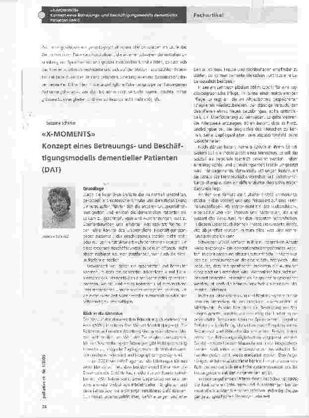 Vorschauseite 1: X-MOMENTS Konzept eines Betreuungsund Beschäftigungsmodells dementieller Patienten (DAT)