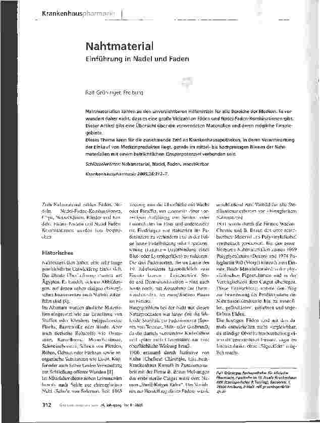Vorschauseite 1: Nahtmaterial. Einführung in Nadel und Faden