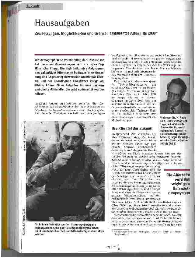 Vorschauseite 1: Hausaufgaben Zielsetzungen, Möglichkeiten und Grenzen ambulanter Altenhilfe 2000