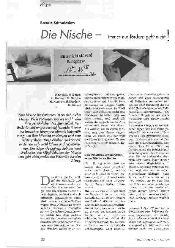 Vorschauseite 1: Basale StimulationDie Nische