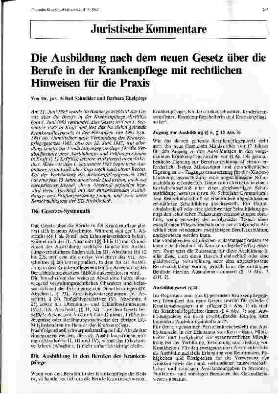 Vorschauseite 1: Die Ausbildung nach dem neuen Gesetz über die Berufe in der Krankenpflege mit rechtlichen Hinweisen für die Praxis