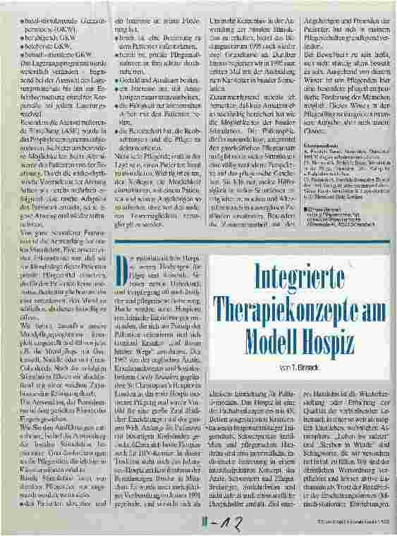 Vorschauseite 1: Integrierte Therapiekonzepte am Modell Hospiz