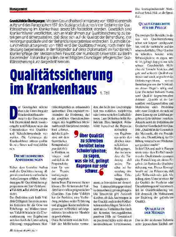Vorschauseite 1: Qualitätssicherung im Krankenhaus Grundsätzliche Überlegungen