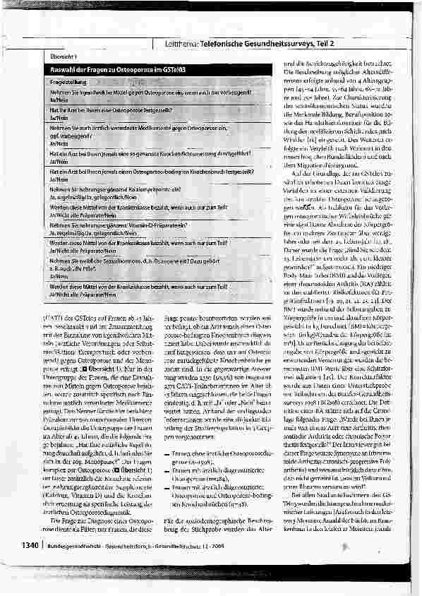 Vorschauseite 3: Osteoporoseprävalenz und assoziierte Versorgungsmuster bei Frauen im Alter ab 45 Jahren in Deutschland