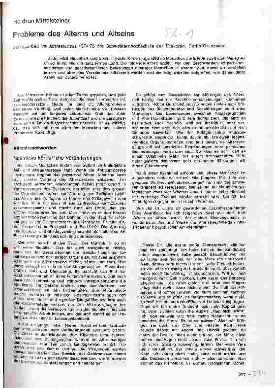 Vorschauseite 1: Probleme des Alterns und Altseins