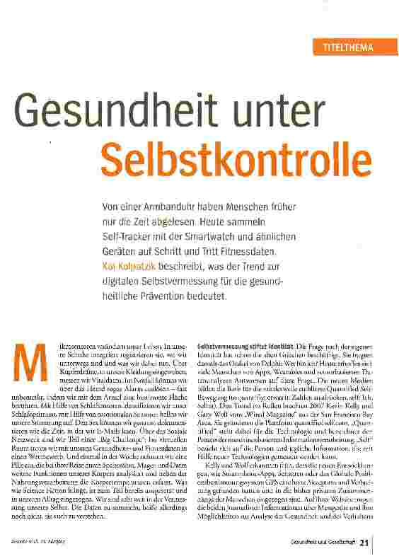 Vorschauseite 2: Gesundheit unter Selbstkontrolle