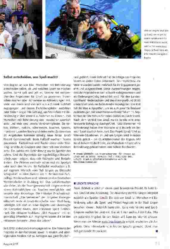 Vorschauseite 2: LinaS fördert Gemeinschaft