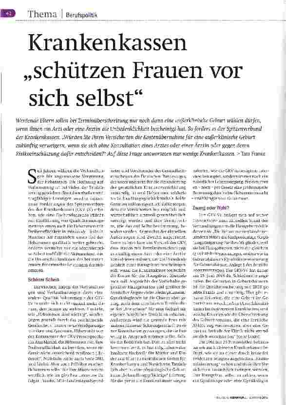 Vorschauseite 1: Krankenkassen schützen Frauen vor sich selbst