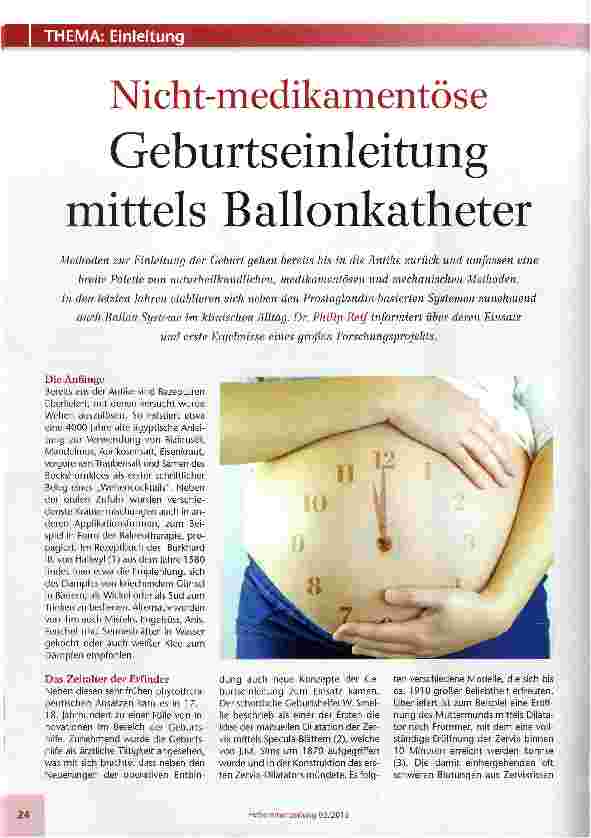 Vorschauseite 1: Nicht-medikamentöse Geburtseinleitung mittels Ballonkatheter