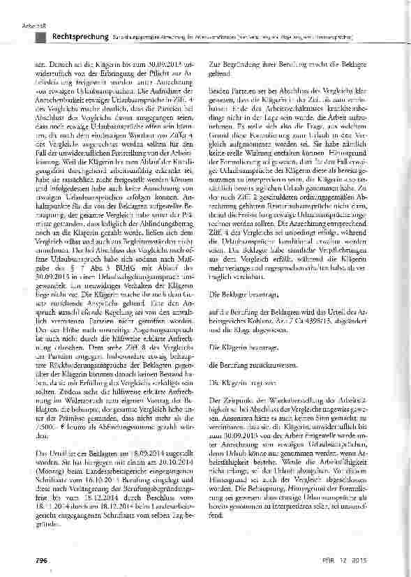 Vorschauseite 3: Zur ordnungsgemäßen Abrechnung des Arbeitsverhältnisses (hier: Vergütung und Abgeltung von Urlaubsansprüchen) BUrlG § 7 Abs. 3, § 13 Abs. 1 Satz 3; BGB § 133, § 157