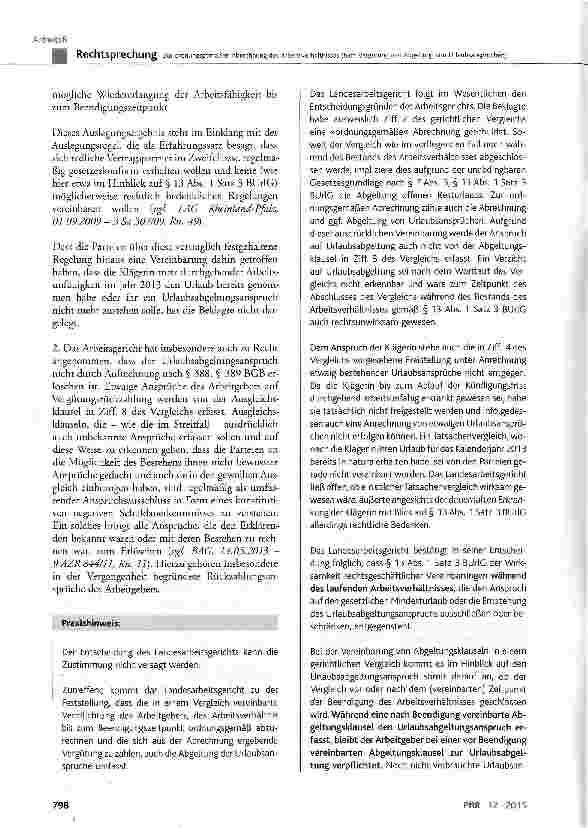 Vorschauseite 5: Zur ordnungsgemäßen Abrechnung des Arbeitsverhältnisses (hier: Vergütung und Abgeltung von Urlaubsansprüchen) BUrlG § 7 Abs. 3, § 13 Abs. 1 Satz 3; BGB § 133, § 157