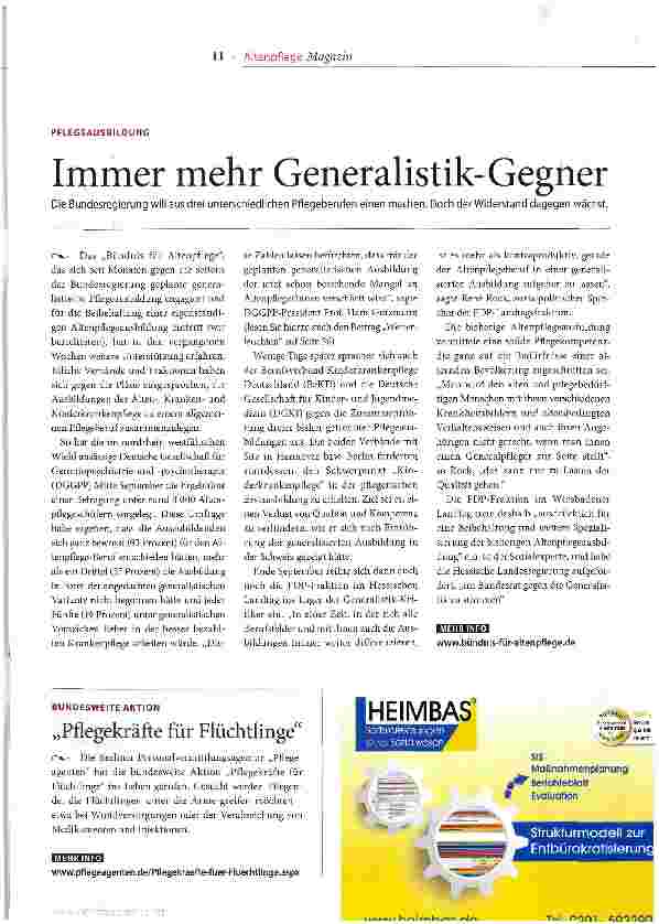 Vorschauseite 1: Immer mehr Generalistik-Gegner
