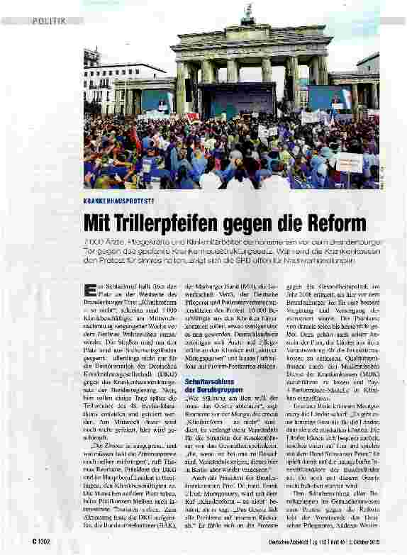 Vorschauseite 1: Mit Trillerpfeifen gegen die Reform