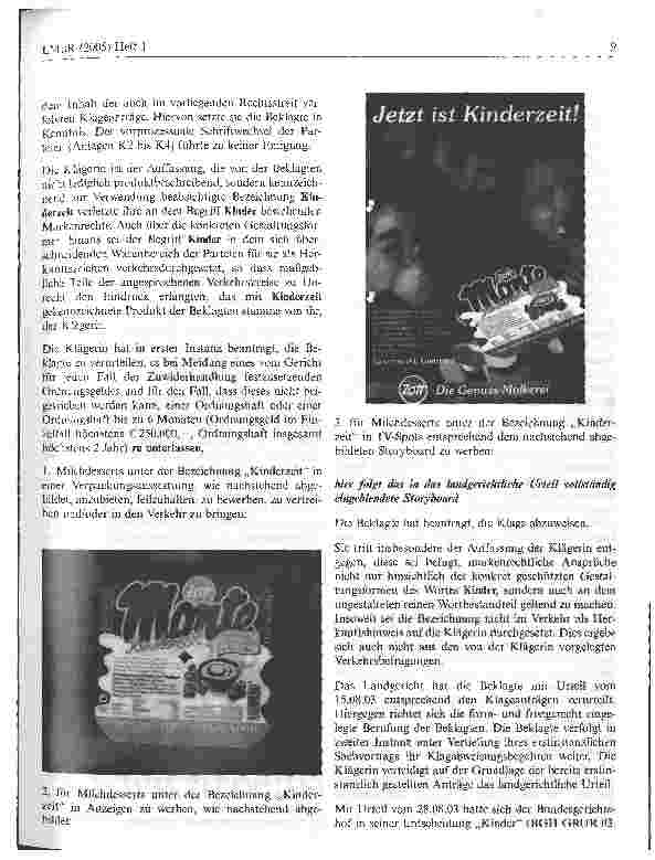 Vorschauseite 2: Zur Abgrenzung des kennzeichnenden von dem rein produktbeschreibenden Gebrauch - Kinderzeit