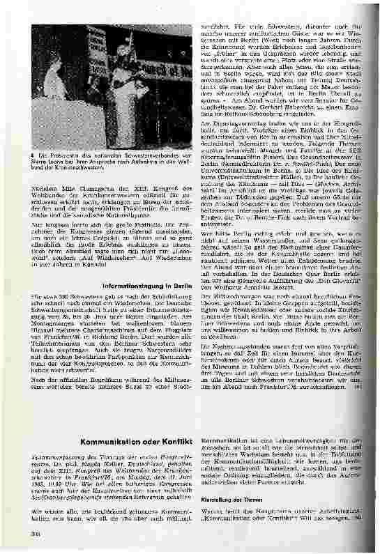 Vorschauseite 3: XIII. Kongreß des Weltbundes der Krankenschwestern Fortsetzung und Schluß