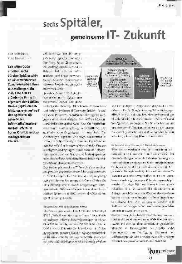 Vorschauseite 1: Sechs Spitäler, gemeinsame IT- Zukunft