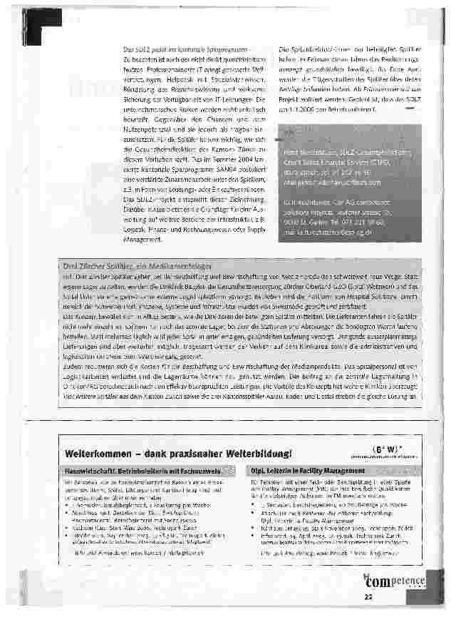 Vorschauseite 2: Sechs Spitäler, gemeinsame IT- Zukunft