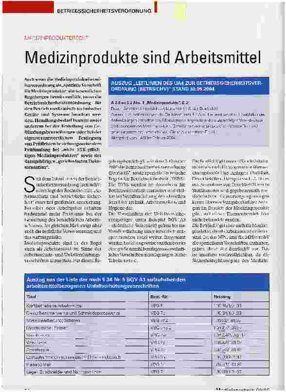 Vorschauseite 1: Medizinprodukte sind Arbeitsmittel