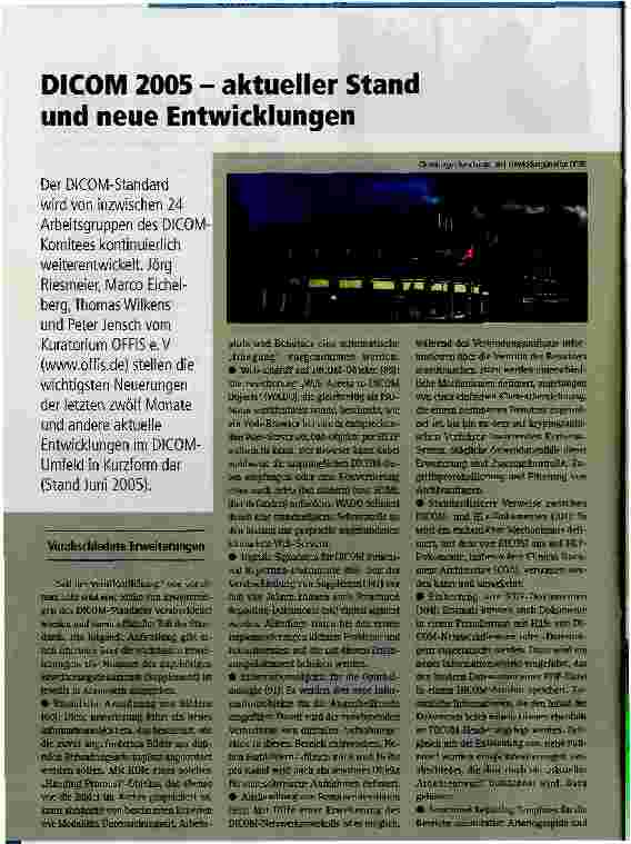 Vorschauseite 1: DICOM 2005 - aktueller Stand und neue Entwicklungen