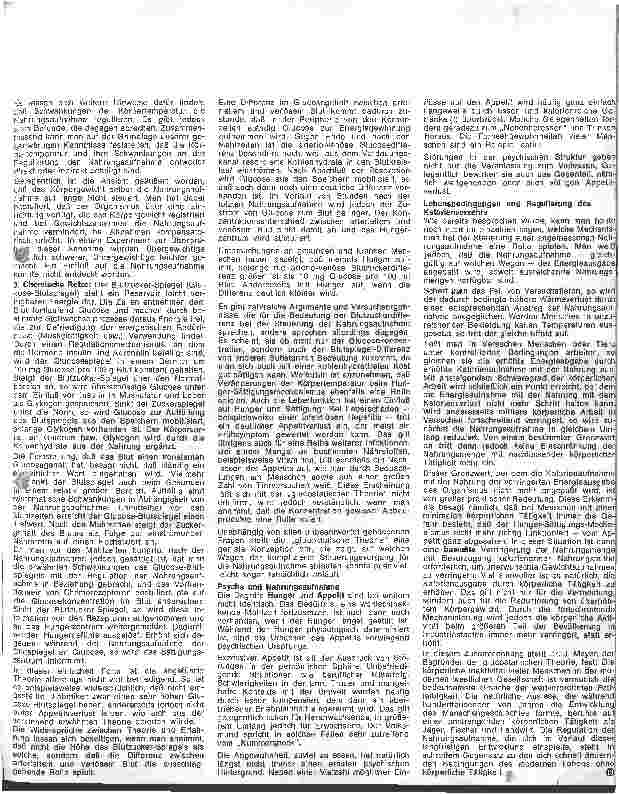 Vorschauseite 2: Grundzüge der Ernährung des gesunden Menschen 11. Folge: Hunger und Sättigung / Regulation der Nahrungsaufnahme