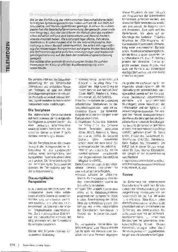 Vorschauseite 3: Schwere GeburtEntwicklungsstand der elektronischen Gesundheitskarte zu Beginn der Testphase