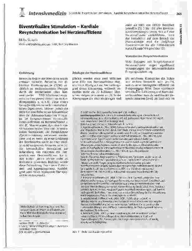 Vorschauseite 1: Biventrikuläre Stimulation - Kardiale Resynchronisation bei Herzinsuffizienz