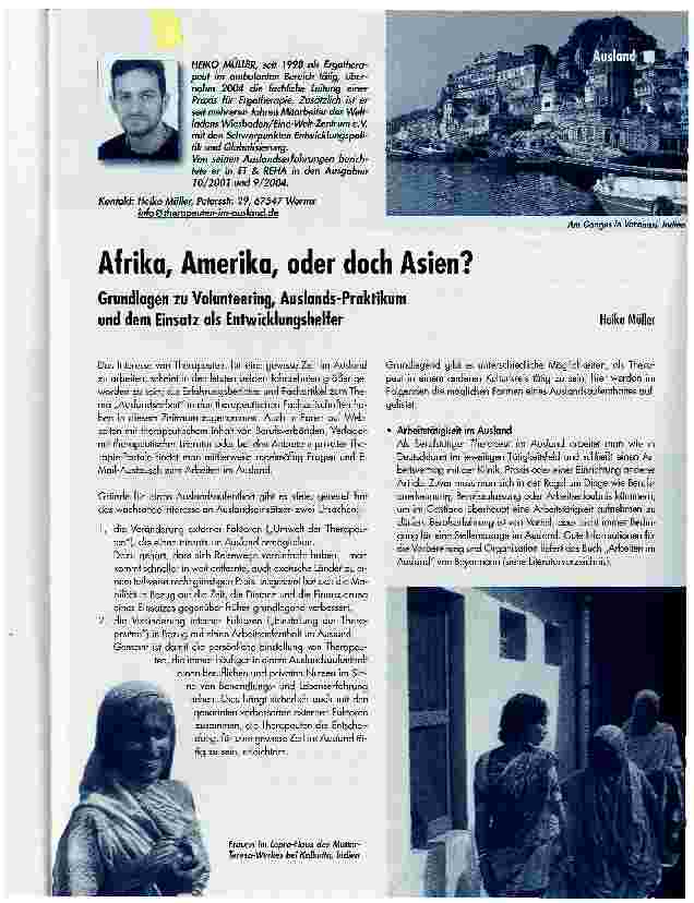Vorschauseite 1: Afrika, Amerika, oder doch Asien?Grundlagen zu Volunteering, Auslands-Praktikum und dem Einsatz als Entwicklungshelfer