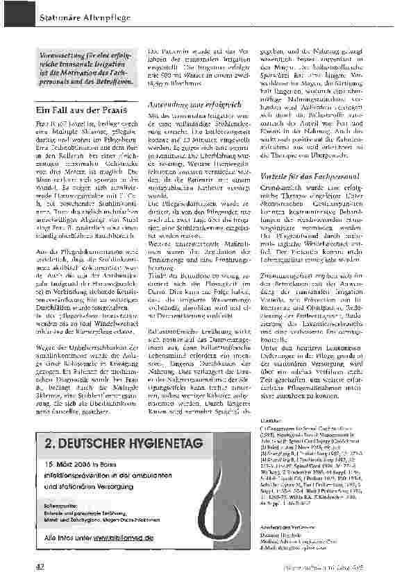 Vorschauseite 3: Darmspülungen - Langfristige Hilfe bei Stuhlinkontinenz