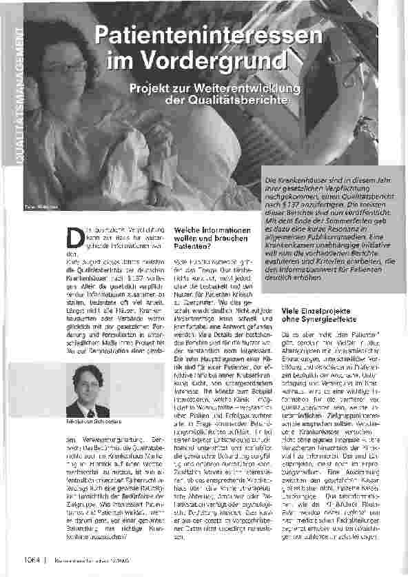 Vorschauseite 1: Patienteninteressen im Vordergrund