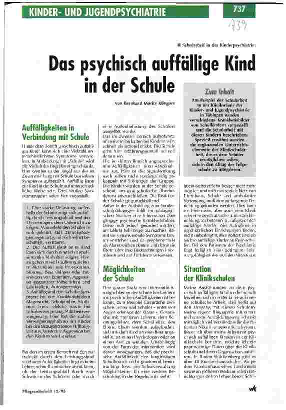 Vorschauseite 1: Das psychisch auffällige Kind in der Schule