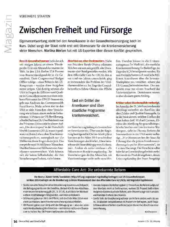 Vorschauseite 1: Zwischen Freiheit und Fürsorge