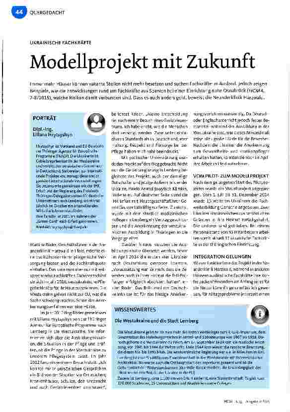 Vorschauseite 1: Modellprojekt mit Zukunft