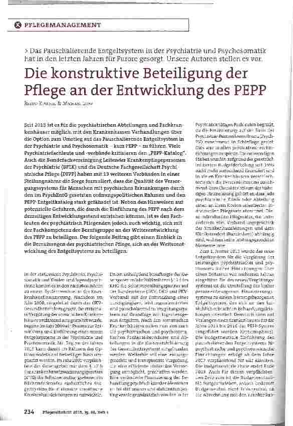 Vorschauseite 1: Die konstruktive Beteiligung der Pflege an der Entwicklung des PEPP