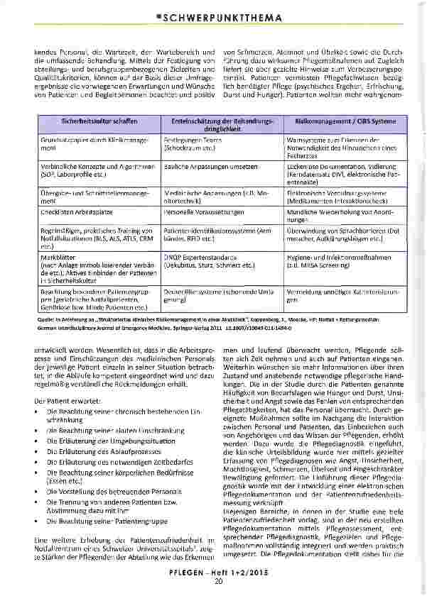 Vorschauseite 4: PATIENTENBEDURFNISSE UND SICHERHEIT IM HANDLUNGSFELD NOTAUFNAHME