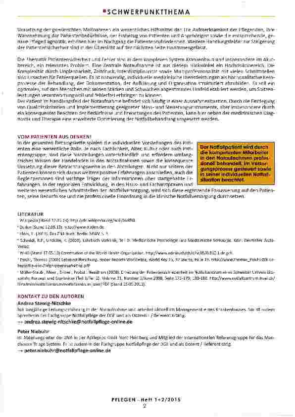 Vorschauseite 5: PATIENTENBEDURFNISSE UND SICHERHEIT IM HANDLUNGSFELD NOTAUFNAHME