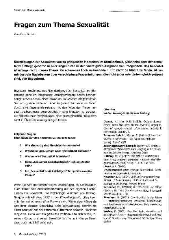 Vorschauseite 1: Fragen zum Thema Sexualität