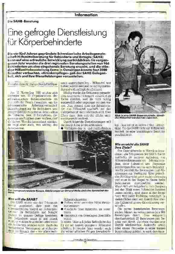 Vorschauseite 1: Eine gefragte Dienstleistung für Körperbehinderte