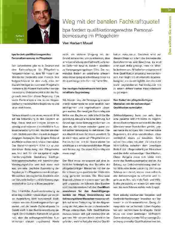 Vorschauseite 1: Weg mit der banalen Fachkraftquote!