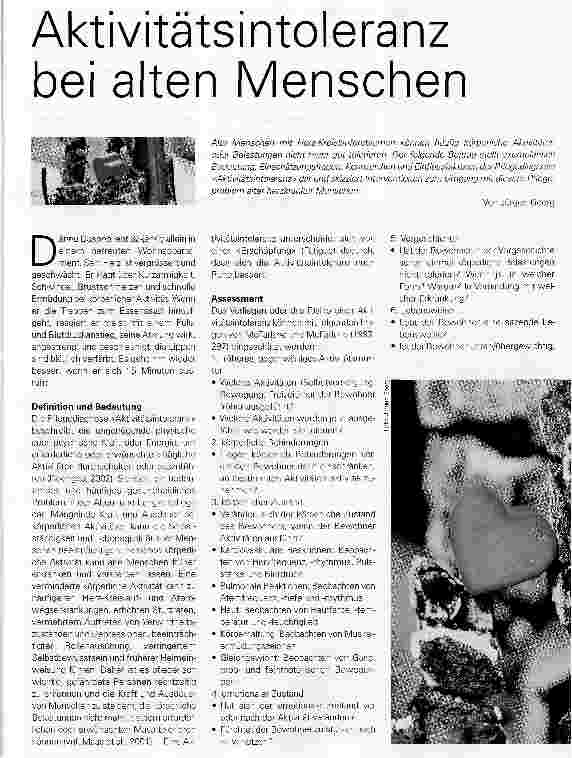 Vorschauseite 1: Aktivitätsintoleranz bei alten Menschen