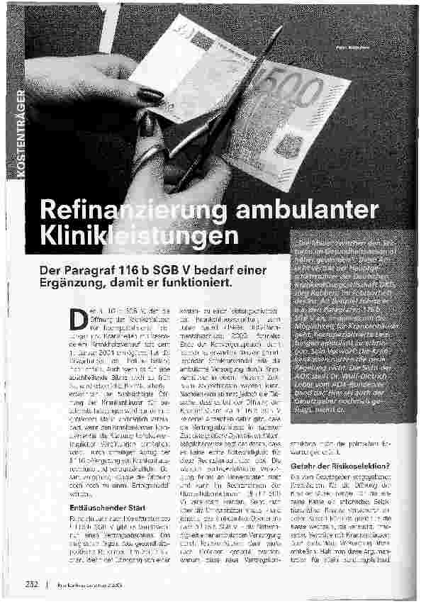 Vorschauseite 1: Refinanzierung ambulanter Klinikleistungen
