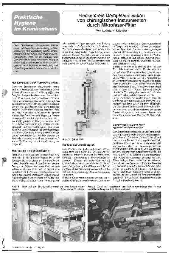 Vorschauseite 1: Fleckenfreie Dampfsterilisation von chirurgischen Instrumenten durch Mikrofaser - Filter