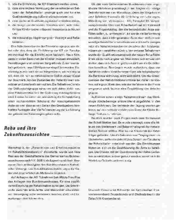 Vorschauseite 2: Experten weiterbilden. Die Teilnehmer/innen der Fachtagung zur aktuellen Entwicklung in der Rehabilitation sehen einen hohen Fortbildungsbedarf