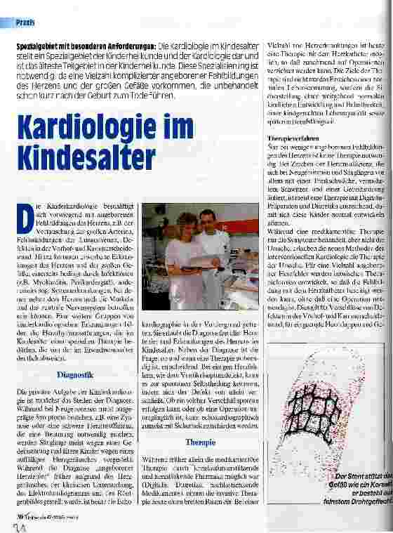 Vorschauseite 1: Kardiologie im Kindesalter Spezialgebiet mit besonderen Anforderungen