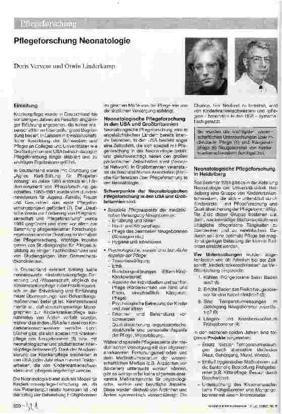 Vorschauseite 1: Pflegeforschung und Neonatologie