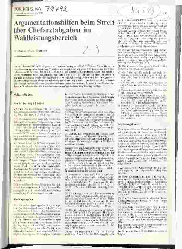 Vorschauseite 1: Argumentationshilfen beim Streit über Chefarztabgaben im Wahlleistungsbereich