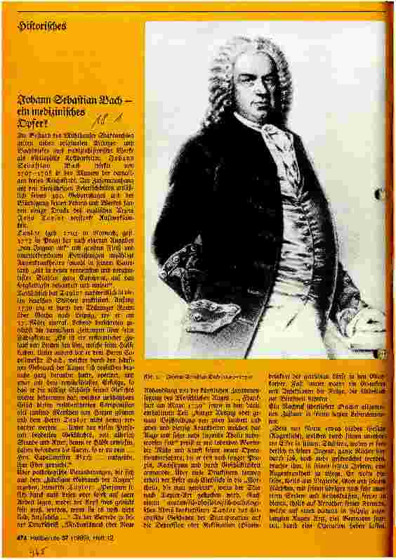 Vorschauseite 1: Historisches Johann Sebastian Bach - ein medizinisches Opfer?