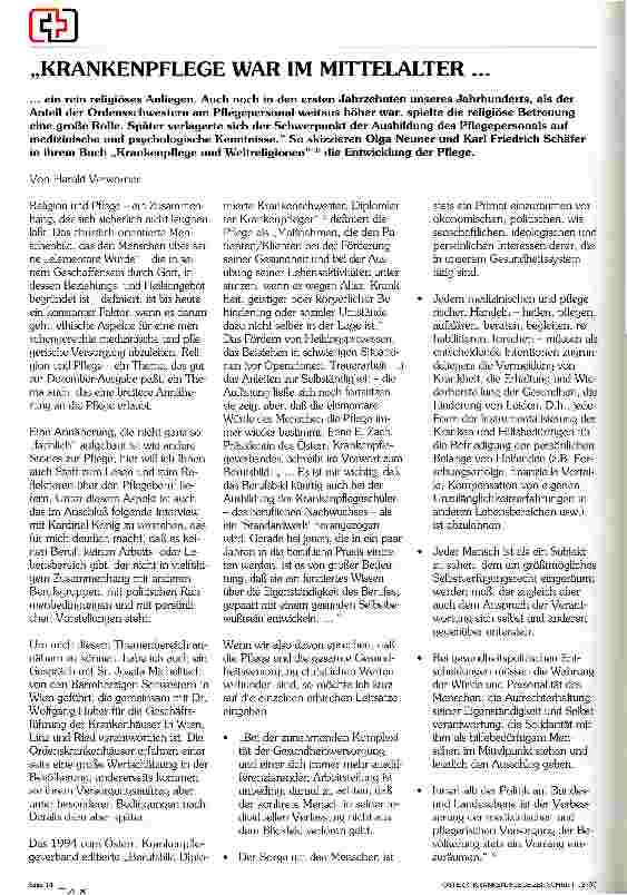 Vorschauseite 1: Krankenpflege war im Mittelalter ...