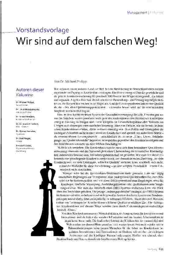 Vorschauseite 1: Vorstandsvorlage Wir sind auf dem falschen Weg!